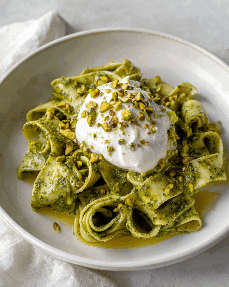 Pistachio Pesto Pasta with Burrata