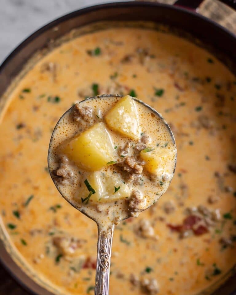 Cheesy Beef and Potato Soup Recipe