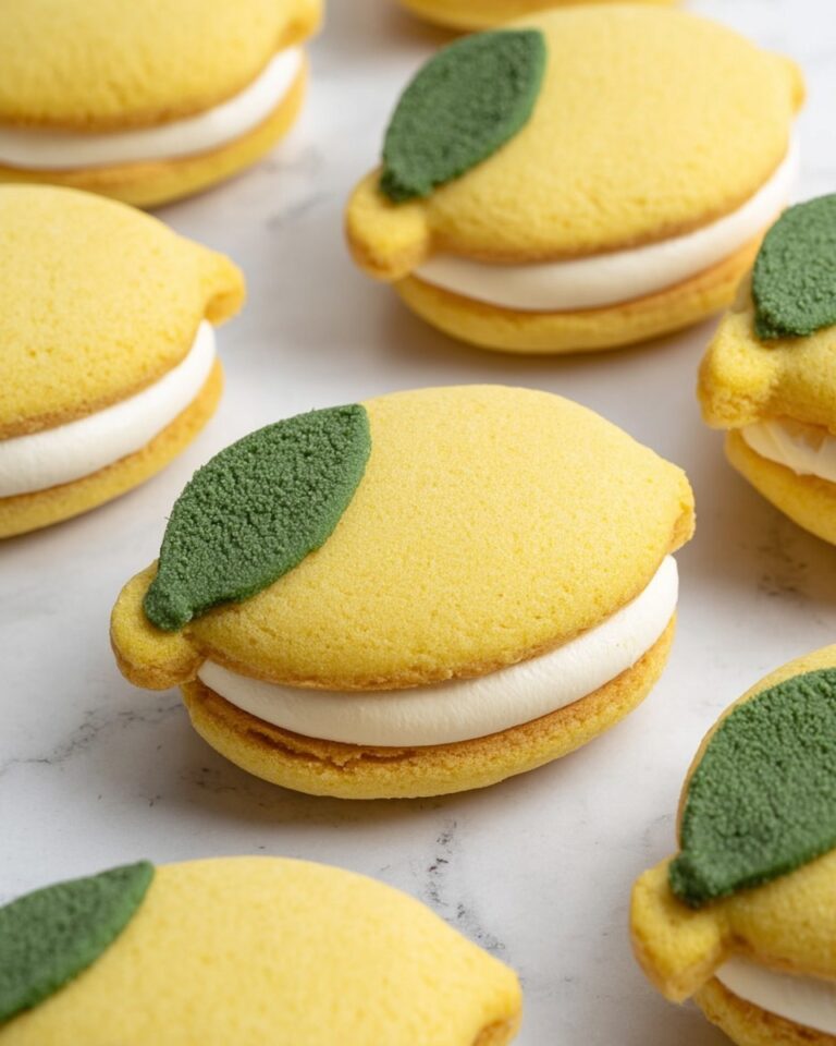 Vegan Lemon Sandwich Cookies with Lemon Curd and Matcha Leaf Accents Recipe