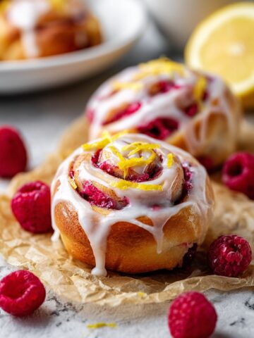 Raspberry Cinnamon Rolls with Lemon Glaze Recipe