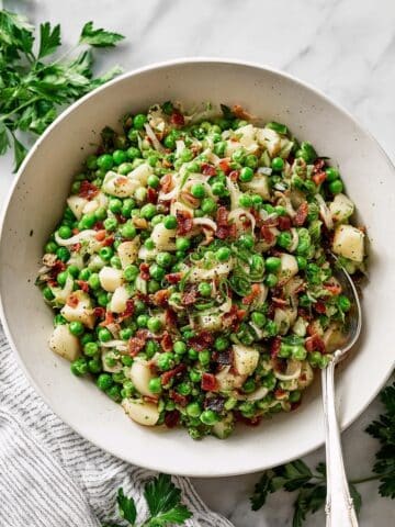 Thanksgiving Peas with Pear and Pancetta Recipe