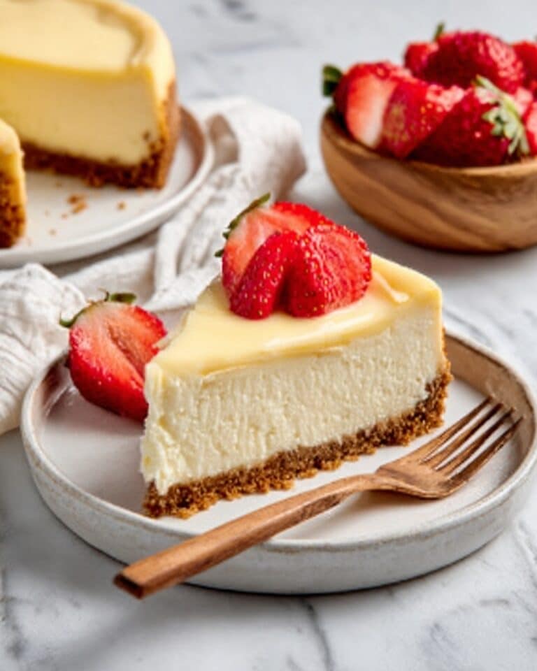 Ultimate Cheesecake with Graham Cracker Crust & Raspberry Topping