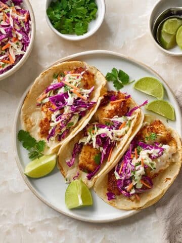 Air Fryer Fish Tacos with Cilantro Lime Slaw Recipe