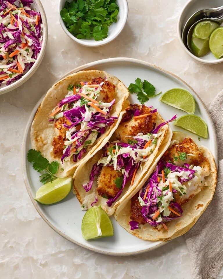 Air Fryer Fish Tacos with Cilantro Lime Slaw Recipe