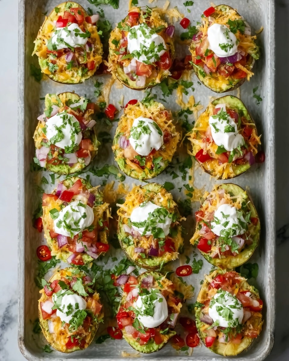 The image shows six small round tostadas on a wooden board, each topped with layers of food. The base layer is a golden brown crispy tortilla. On top is a layer of white creamy sauce with thin red onion slices and green cilantro leaves scattered around. Some tostadas have finely chopped light orange meat or fish and thin white slices of onion on them. Lime wedges and a halved avocado lay beside the board on a white marbled surface. A woman's hand holds one of the tostadas near the corner of the board. Small white bowls with green chopped herbs, pickled onions, and white crumbly cheese surround the main tray. photo taken with an iphone --ar 4:5 --v 7