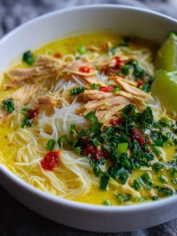 Thai-Inspired Chicken & Rice Noodle Soup Recipe