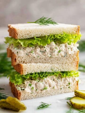 Classic Tuna Sandwich with Dill Pickles and Fresh Herbs Recipe