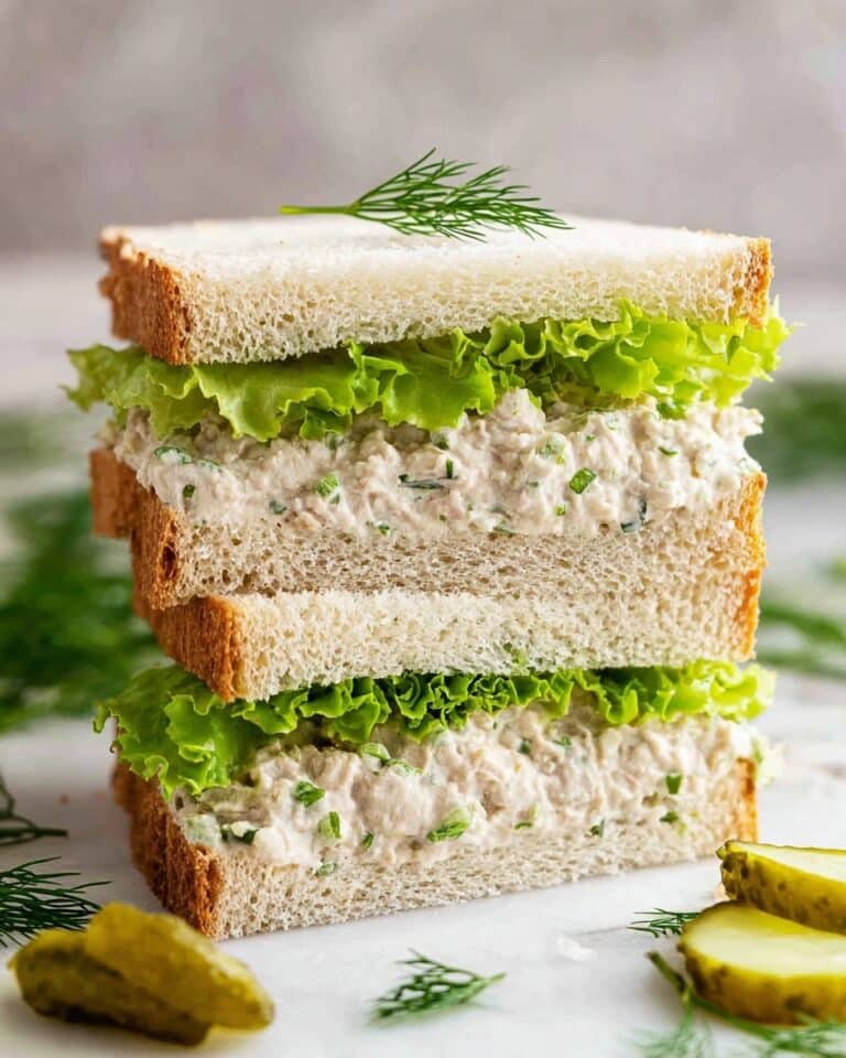 Classic Tuna Sandwich with Dill Pickles and Fresh Herbs Recipe