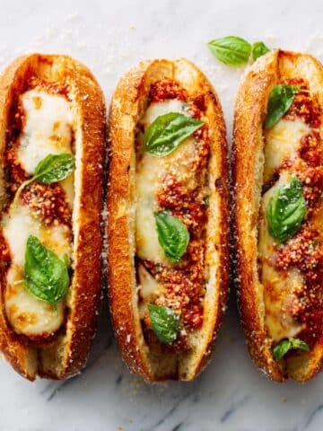 Chicken and Ricotta Meatball Subs with Crunchy Salad Recipe