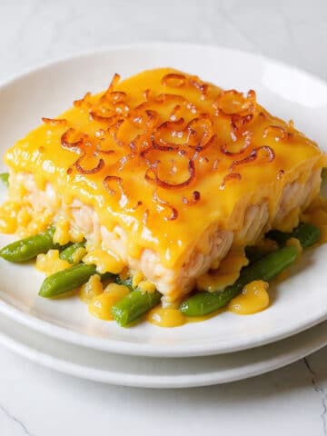 Creamy Chicken Green Bean Casserole with Potatoes and Crispy Onions Recipe