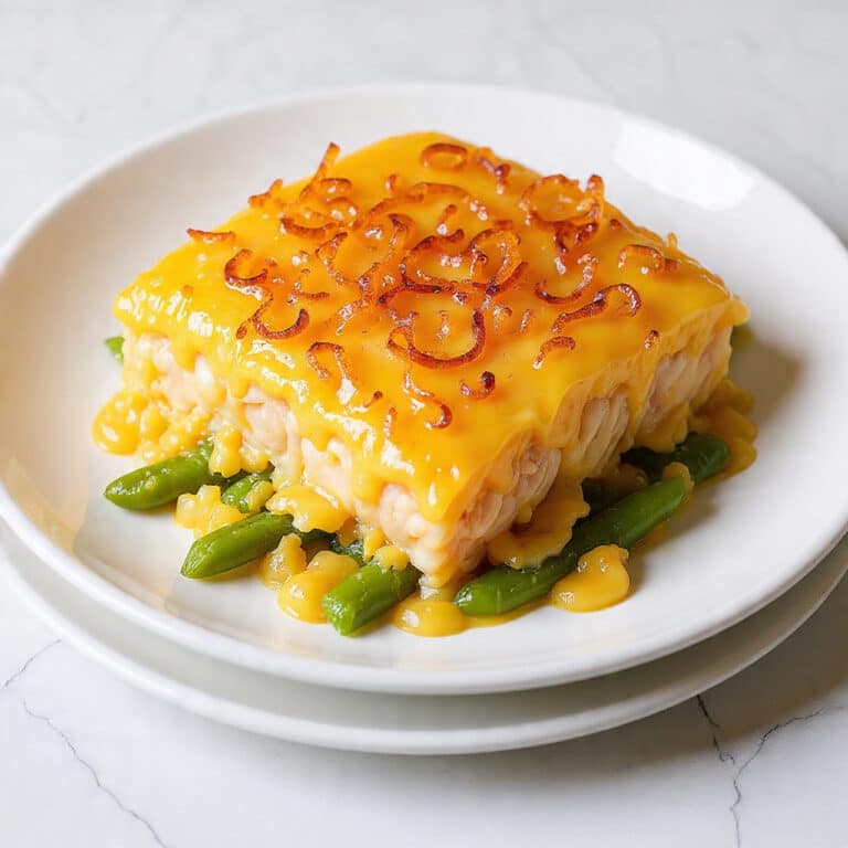 Creamy Chicken Green Bean Casserole with Potatoes and Crispy Onions Recipe