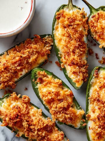 Baked Stuffed Jalapeno Poppers with Cream Cheese and Cheddar Recipe