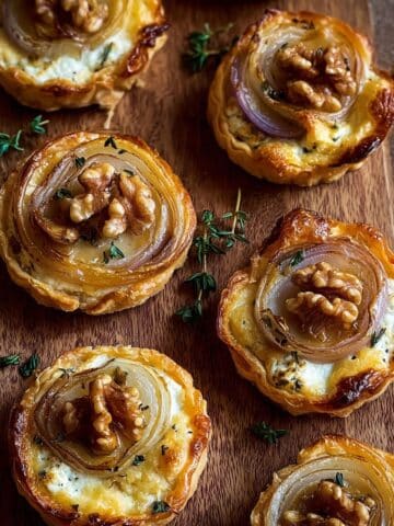 Apple, Pear & Goat Cheese Puff Pastry Tarts with Toasted Walnuts Recipe