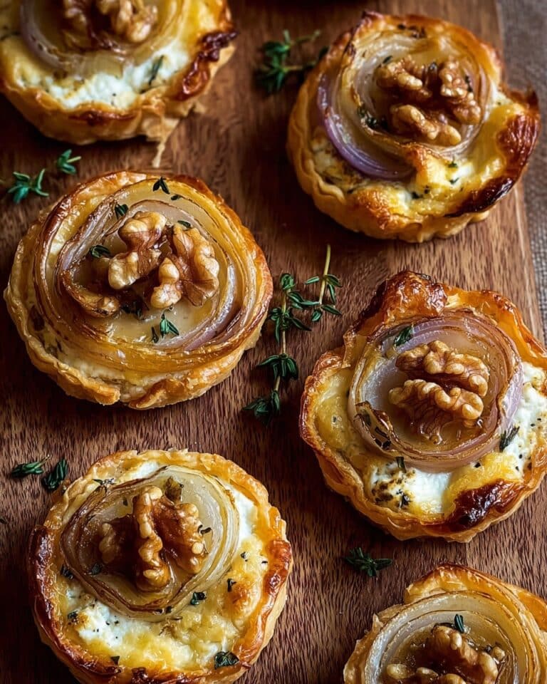 Apple, Pear & Goat Cheese Puff Pastry Tarts with Toasted Walnuts Recipe