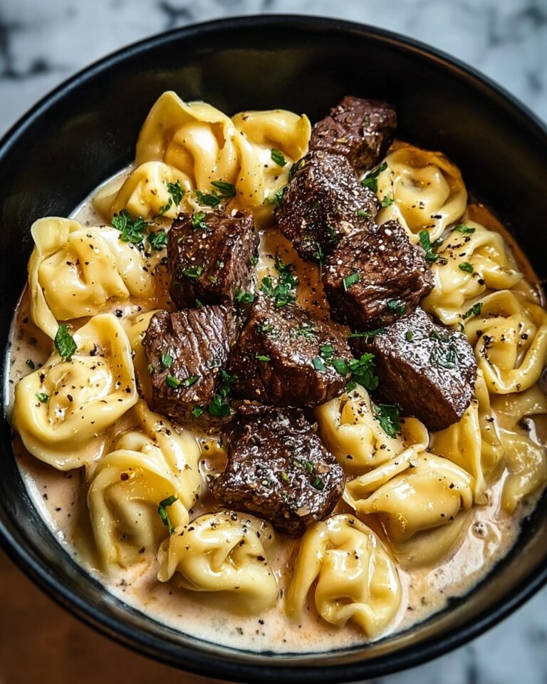 Cracked Garlic Steak Tortellini in Creamhouse Sauce Recipe
