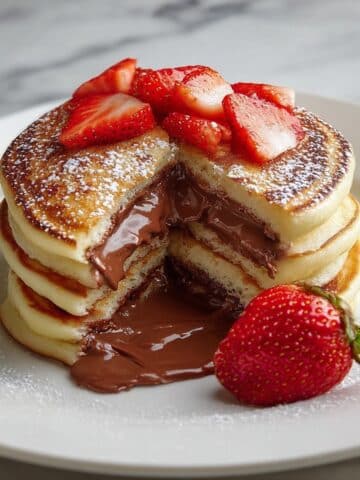 Nutella Stuffed Pancakes with Fresh Strawberries Recipe