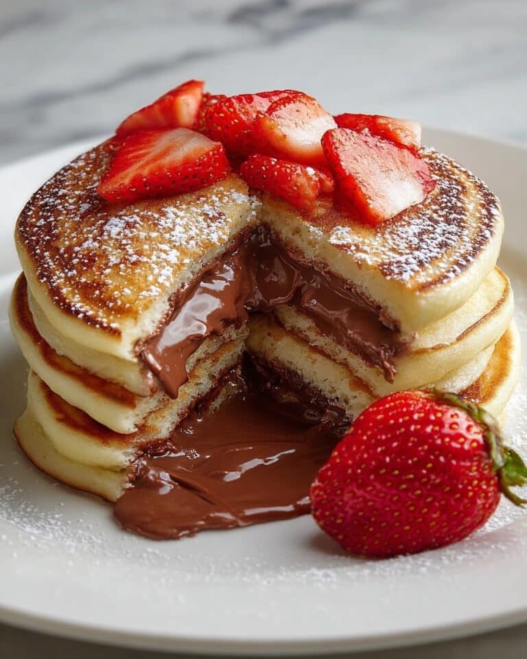 Nutella Stuffed Pancakes with Fresh Strawberries Recipe
