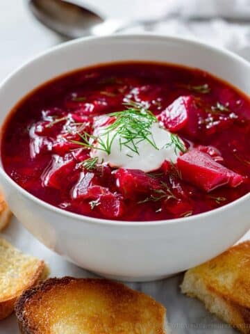 Authentic Ukrainian Borscht Recipe with Beets and Sour Cream Recipe