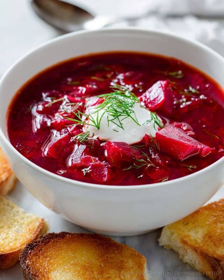 Authentic Ukrainian Borscht Recipe with Beets and Sour Cream Recipe