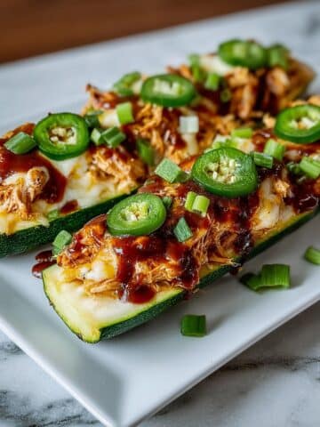 Sticky BBQ Chicken Zucchini Boats Recipe