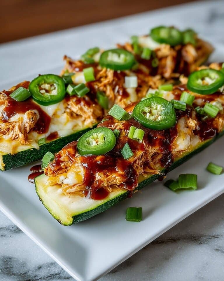 Sticky BBQ Chicken Zucchini Boats Recipe