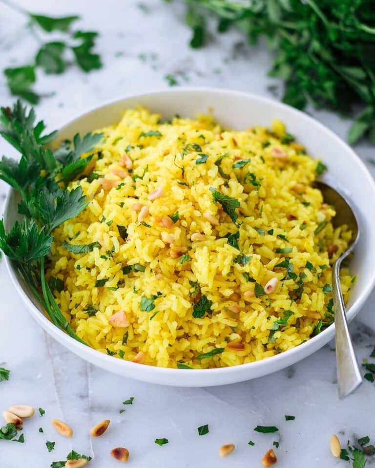 Mediterranean Yellow Rice with Toasted Pine Nuts Recipe