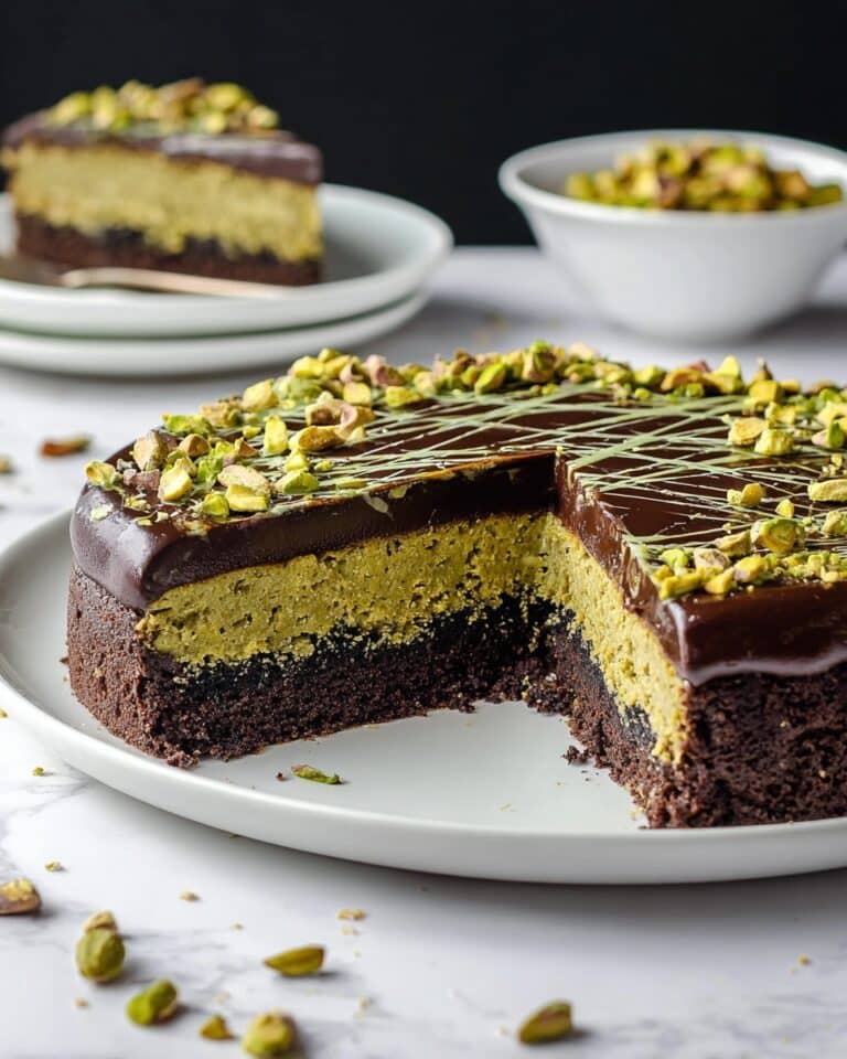 Dubai Chocolate Cake with Pistachio Filling and Velvety Chocolate Sauce Recipe