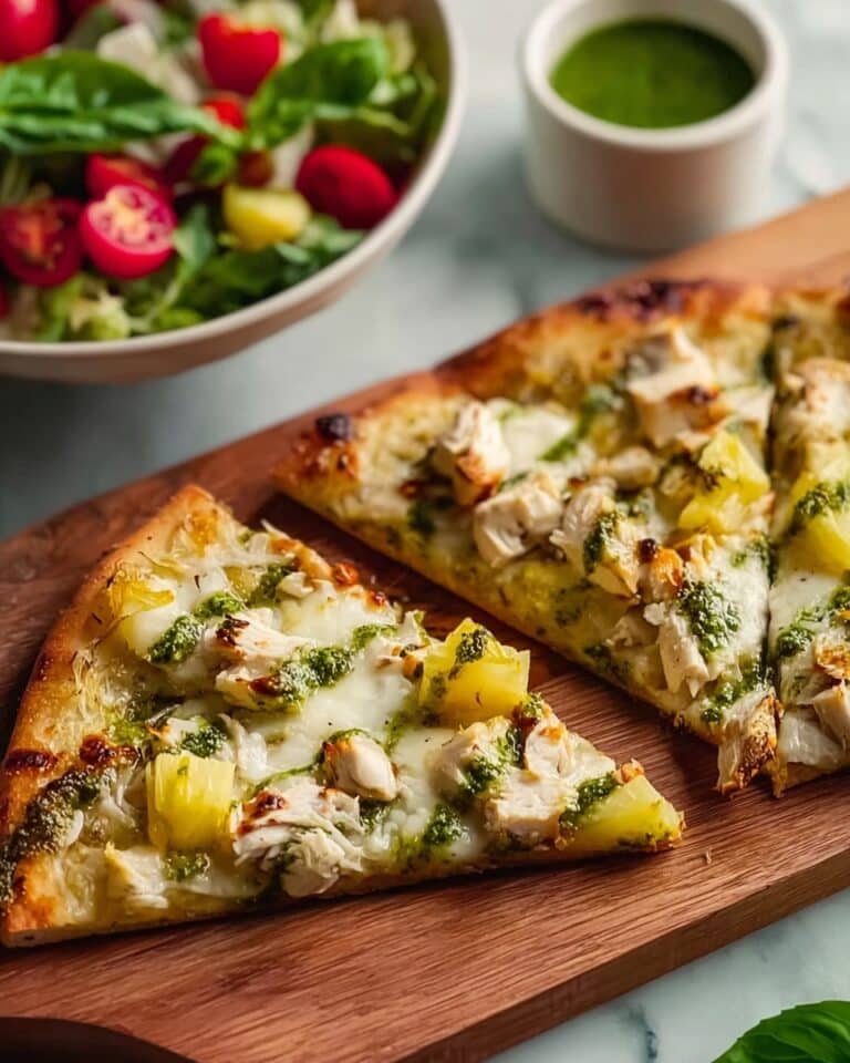 Chicken Pesto Flatbread Pizza with Pineapple Recipe