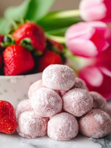 Strawberry Snowball Cookies with Real Strawberry Flavor Recipe