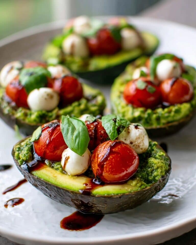 No Bake Pesto Caprese Stuffed Avocados Recipe