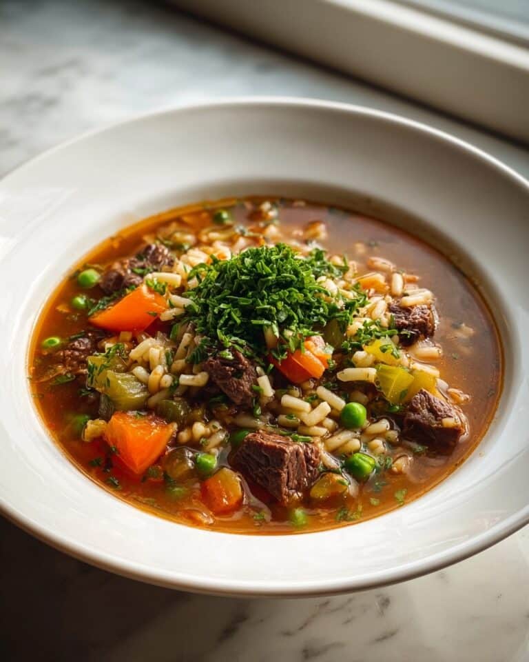 Hearty Beef and Orzo Soup with Fresh Garden Veggies Recipe