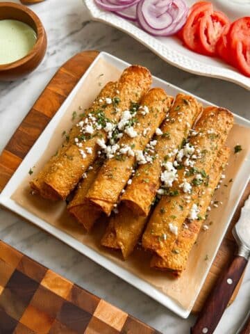 Gyro Egg Rolls with Tzatziki, Feta, and Fresh Herbs Recipe