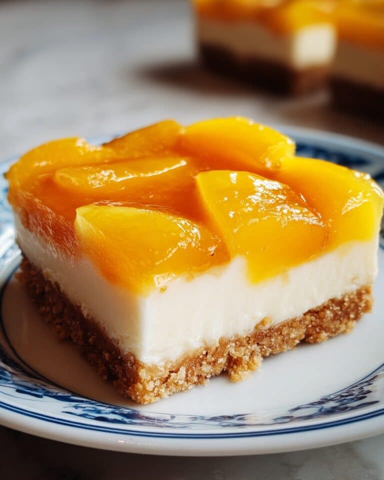 Peaches and Cream Cheesecake Bars Recipe