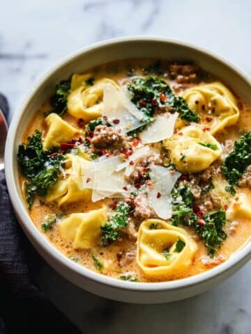 Creamy Tortellini Soup with Italian Sausage and Kale Recipe