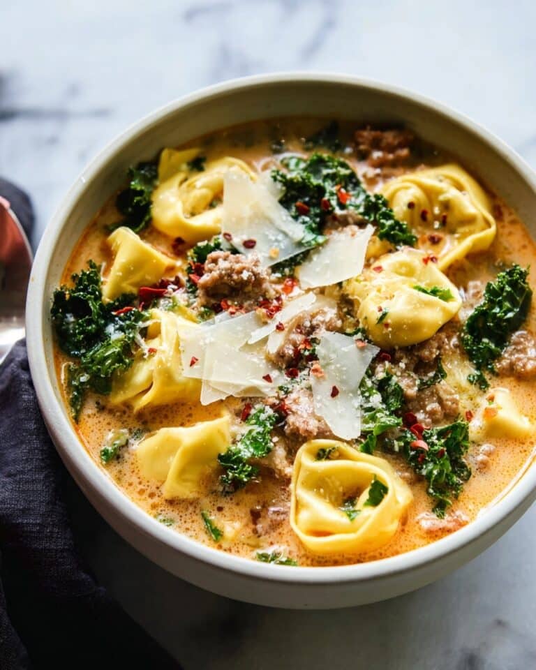 Creamy Tortellini Soup with Italian Sausage and Kale Recipe