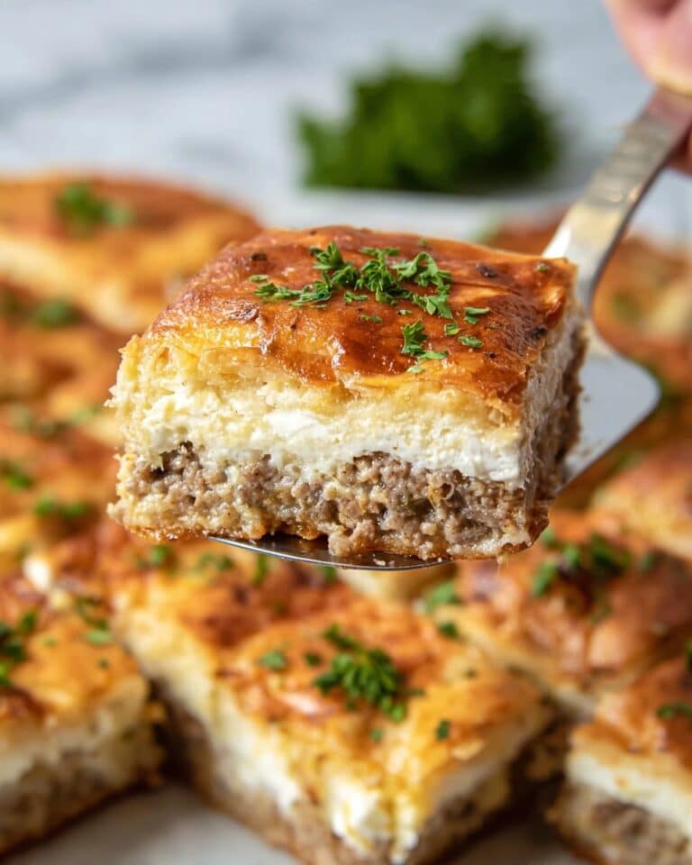 Sausage Cream Cheese Casserole with Crescent Roll Crust Recipe
