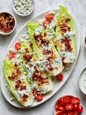 Classic Wedge Salad with Blue Cheese Dressing, Bacon, and Crispy Shallots Recipe