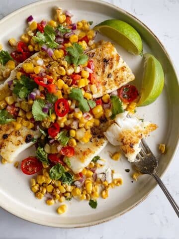 Pan Seared Fish with Charred Corn Salad Recipe