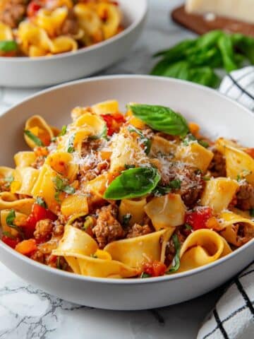 Italian Drunken Noodles with Sausage and Wine-Infused Tomato Sauce Recipe
