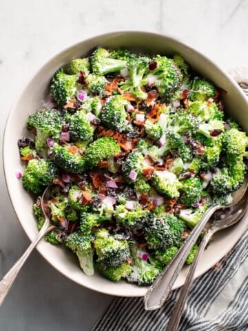 Broccoli Bacon Salad with Sunflower Seeds and Raisins Recipe