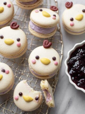 Kawaii Blueberry Cheesecake Chicken Macarons Recipe