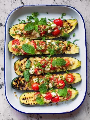 Stuffed Zucchini Boats with Tomato and Feta Recipe