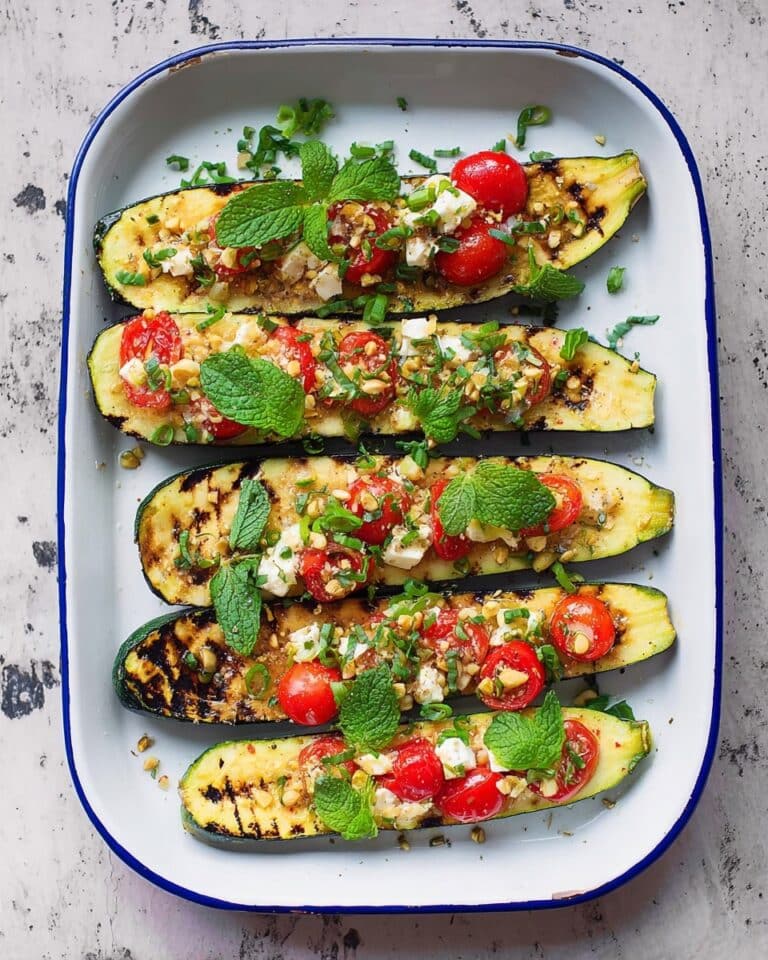 Stuffed Zucchini Boats with Tomato and Feta Recipe