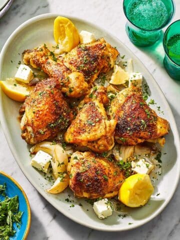 Feta-Brined Roast Chicken with Lemon-Garlic Herb Rub Recipe