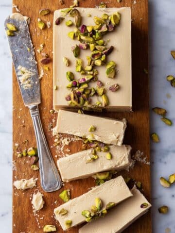 Creamy Tahini Halva with Roasted Pistachios Recipe