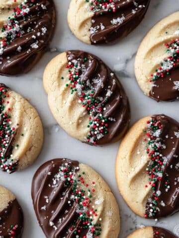 Chocolate-Dipped Festive Butter Cookies Recipe