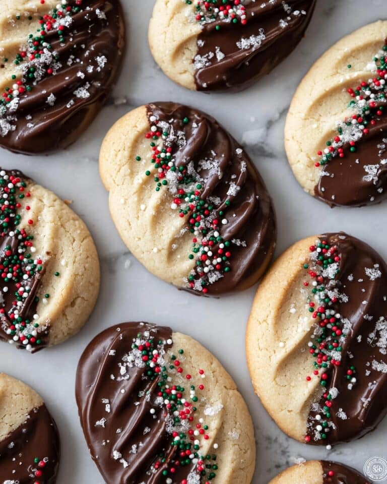 Chocolate-Dipped Festive Butter Cookies Recipe