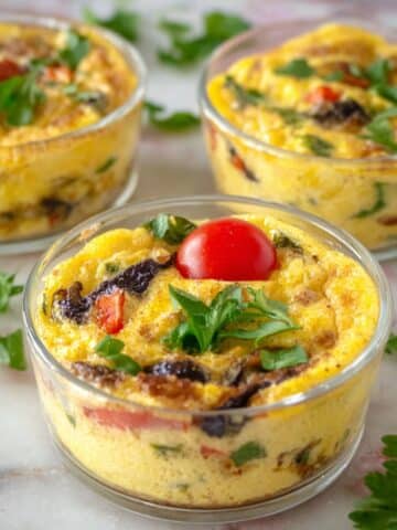Baked Eggs with Veggies, Sausage, and Cheese: A Healthy Meal Prep Recipe